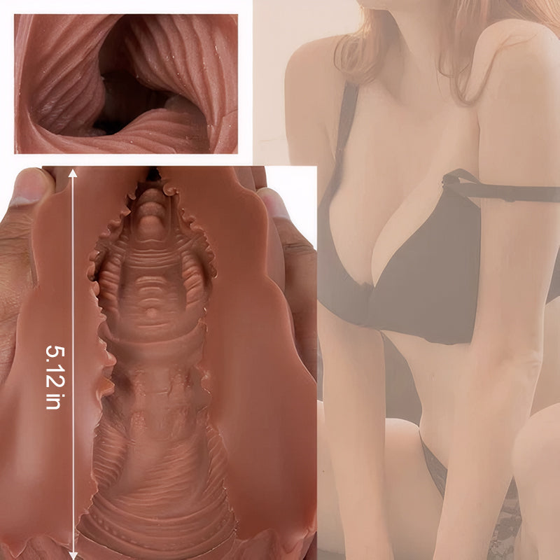 Sweetstoy - Brown 2-in-1 Holes Realistically Textured Vagina and Tight Anus Pocket Pussy