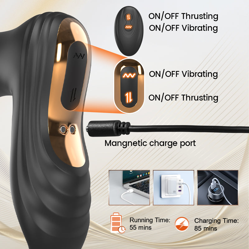 THOR Thrusting & Vibrating Prostate Massager for Men – Hands-Free Solo Male Pleasure Toy