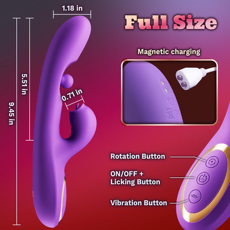 G-spot Vibrator  with 360° Rotation Rubbing Ball  7 Tongue Licking & Vibrating