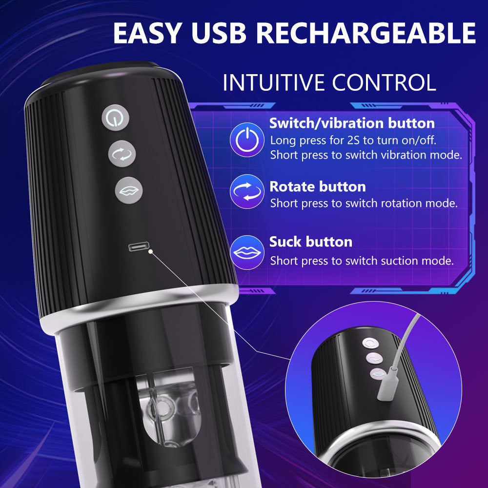 Widowmaker-Rotating Male Stroker with Suction & Inflation Control