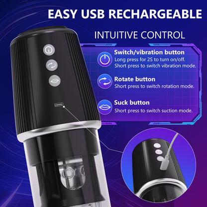 Widowmaker-Rotating Male Stroker with Suction & Inflation Control