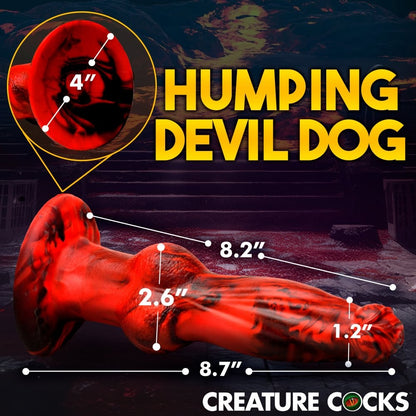 Hell Wolf remote-control thrusting and vibrating silicone dildo, red and black — product view 4