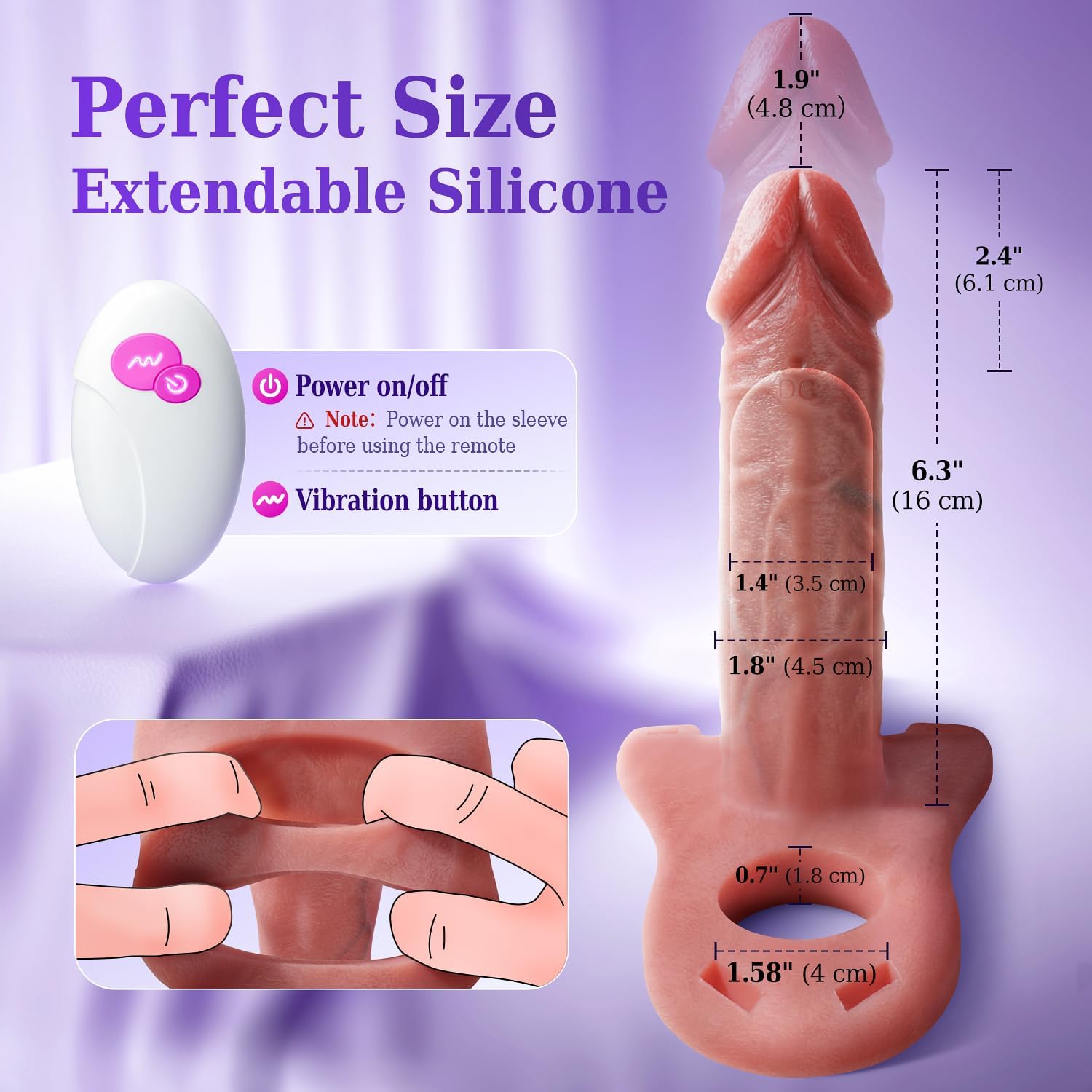 URICAGARD 2 App & Remote Controlled Vibrating Penis Sleeve – Realistic Silicone Extender for Couples’ Pleasure