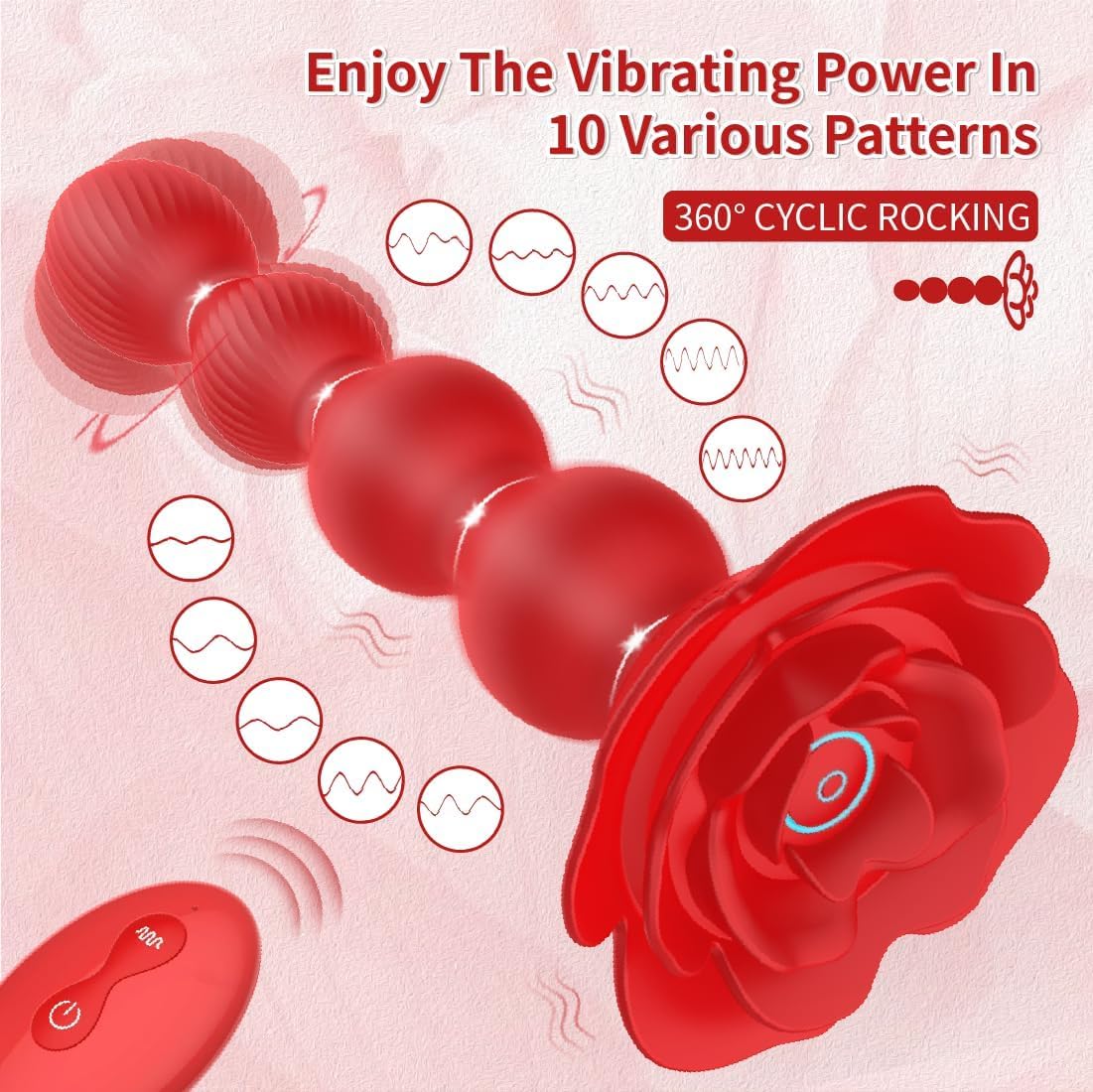 Rose Beads Waterproof Remote Control 10 thrusting vibration