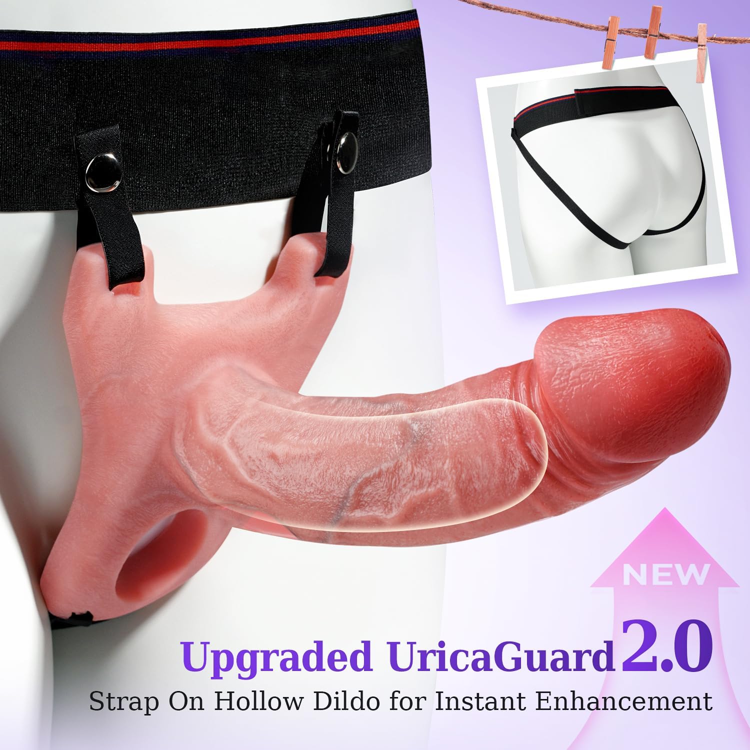 URICAGARD 2 App & Remote Controlled Vibrating Penis Sleeve – Realistic Silicone Extender for Couples’ Pleasure