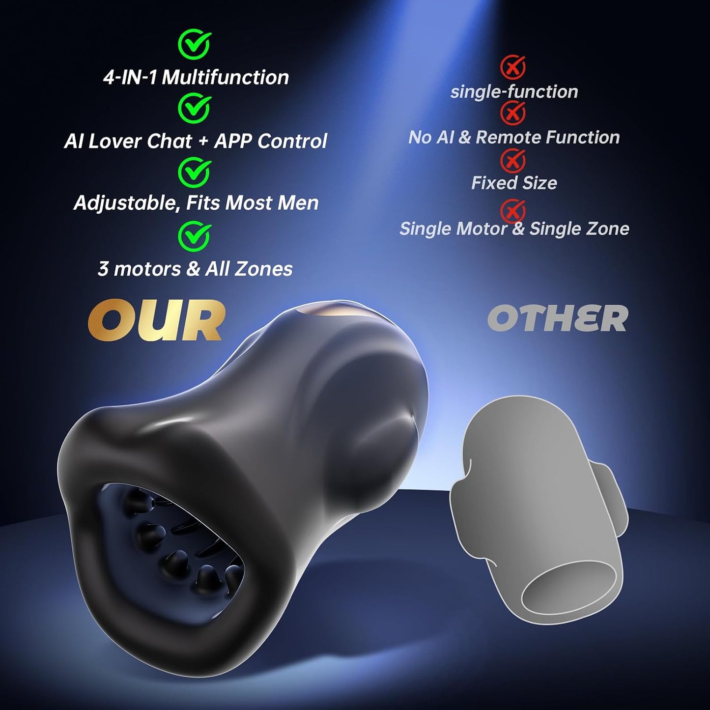 AI app-controlled triple-motor male masturbator – product view 7