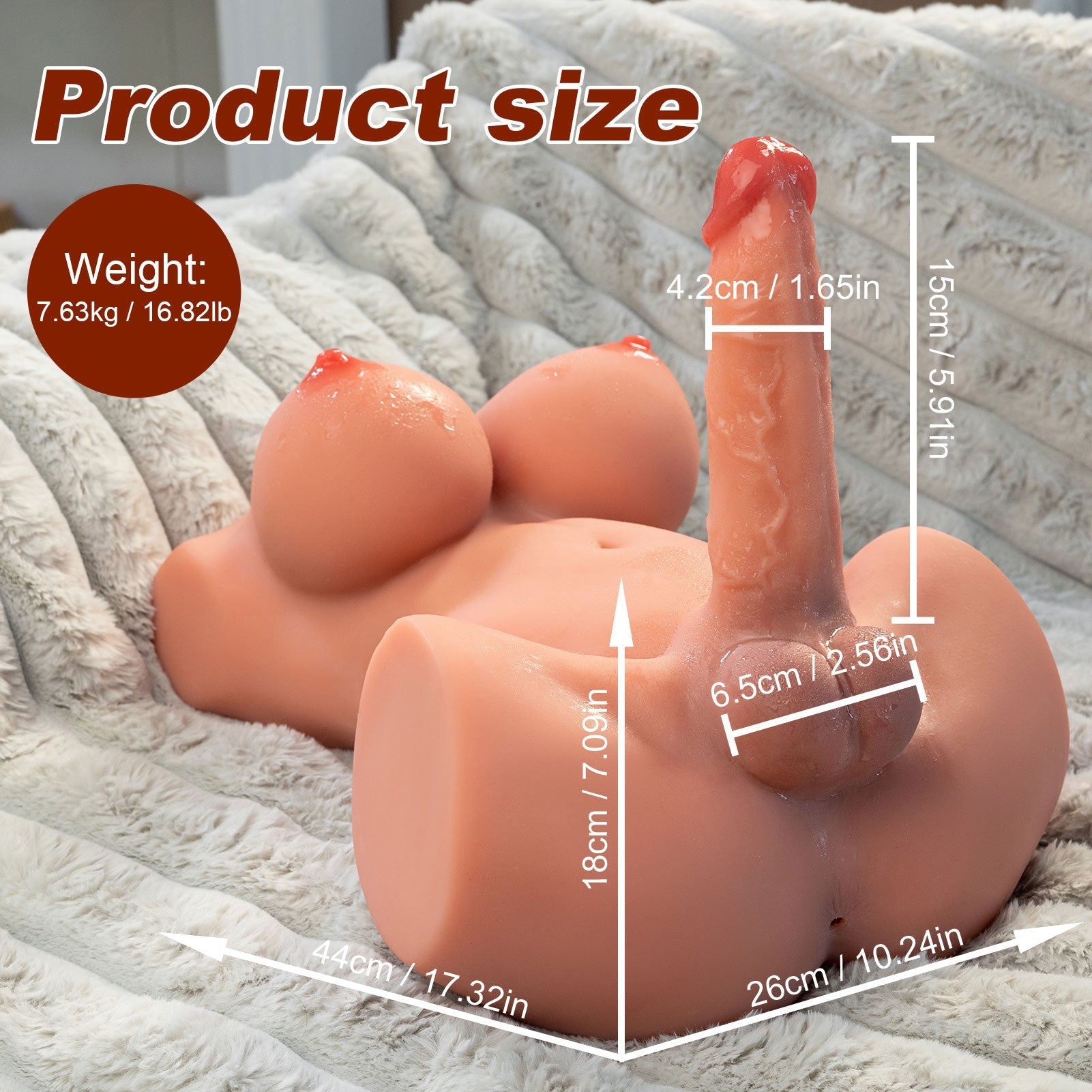 Mag Shemale Pulse Multifunctional Big Penis Sex Doll Wheat Color Sweetstoy