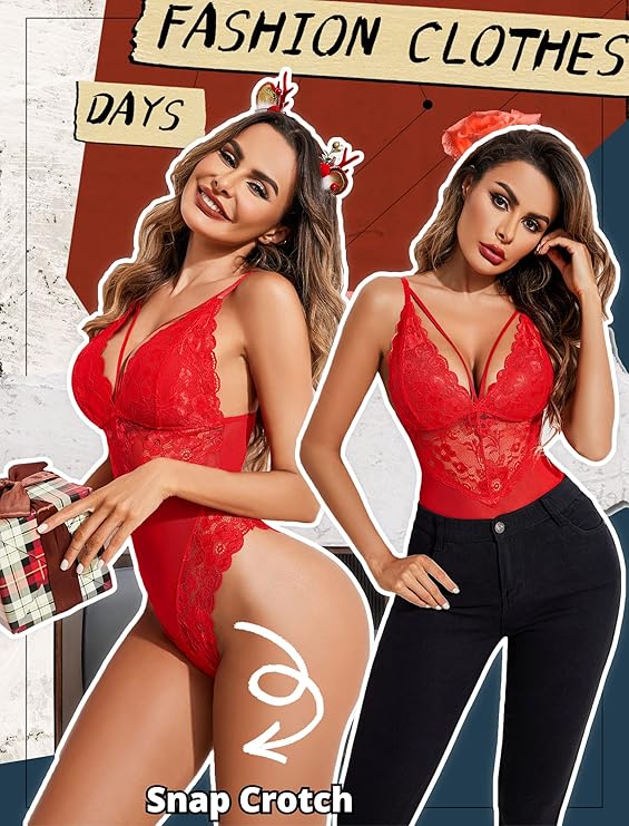 Womens Snap Crotch Lingerie Lace Teddy One Piece Babydoll Sexy Mini Bodysuit