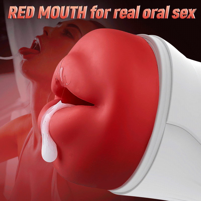 Soren Male Pleasure Stroker – Red Vibrating Suction Mouth