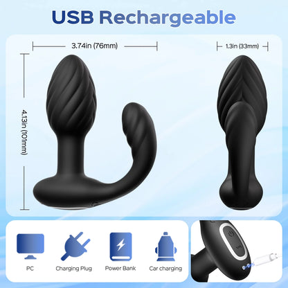 Harper - Vibrating & Rotating Butt Plug with Remote Control - Sweetstoy