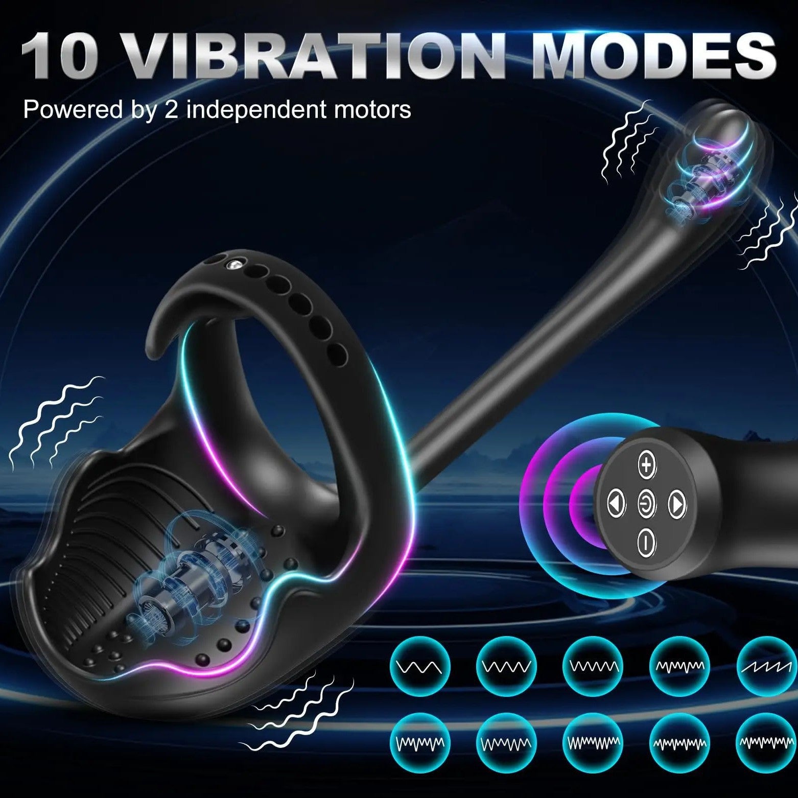 3-in-1 Dual-Head Vibrator with Adjustable Cock Ring & Anal Plug – Full-Body Unisex Pleasure Toy