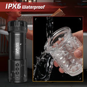 Precision Male Stroker with Air-Pressure Stimulation, Thrusting Motion & — controls and mode diagram