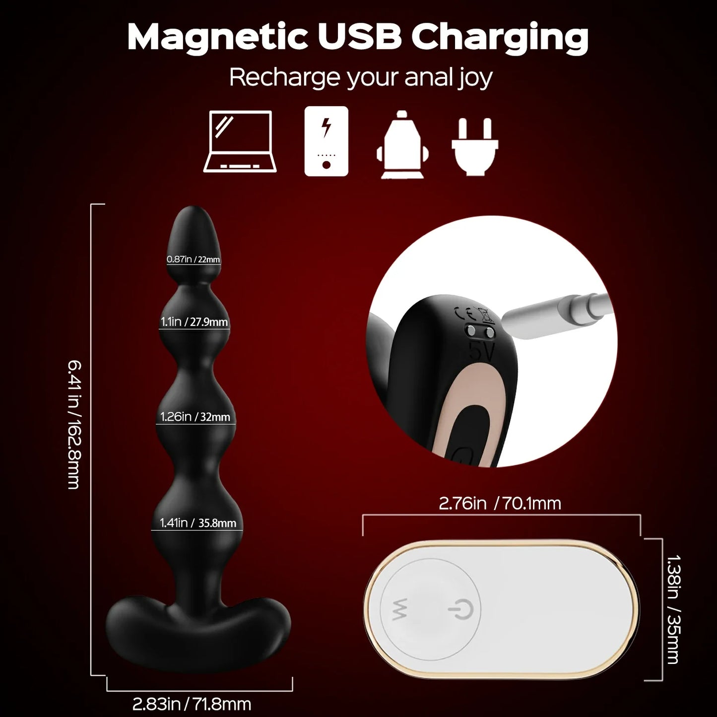 ST-AB-RC09 Vibrating Anal Beads – Remote Control Progressive Comfort Design