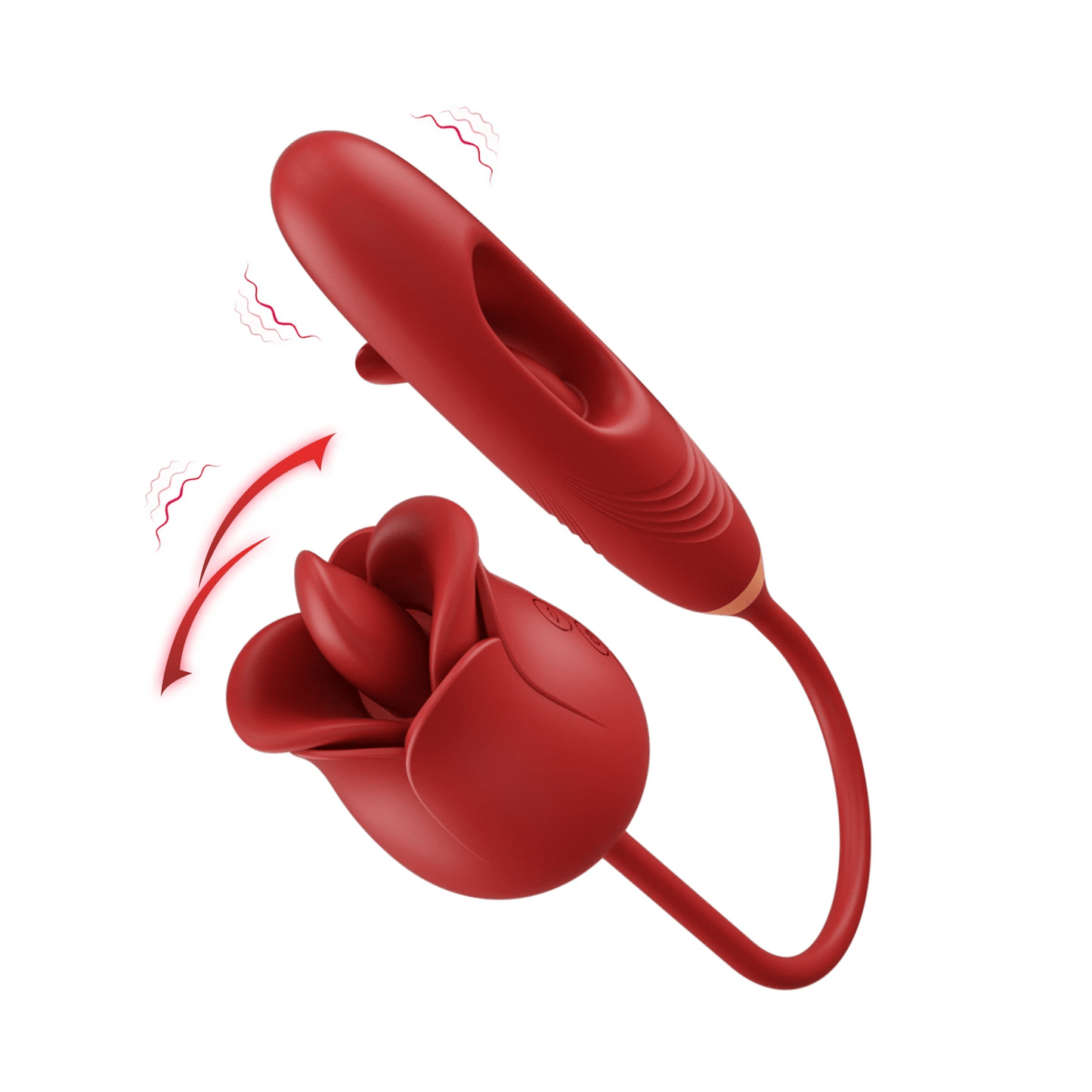 Rozi - Rose Biting-Mouth, Tongue Clit Stimulator with Tapping G-Spot Vibrator - Sweetstoy