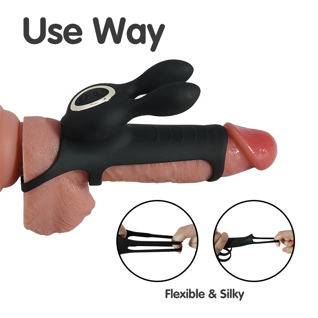 E-Bunny Vibrating Penis Ring – Rechargeable Couple Toy for Enhanced Climax