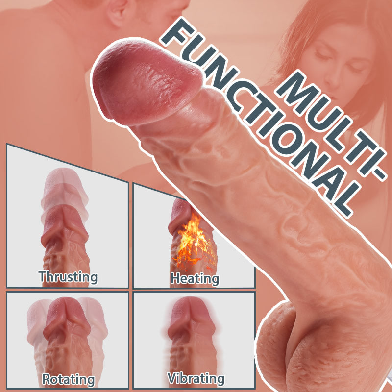 Cal-8 Thrusting Rotating Vibrating Multi-angle Heating Dildo Remote Control Sex Machine