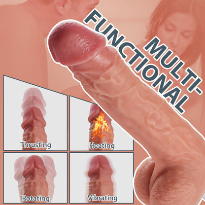 Cal-8 Thrusting Rotating Vibrating Multi-angle Heating Dildo Remote Control Sex Machine