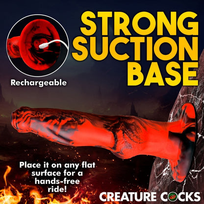 Hell Wolf remote-control thrusting and vibrating silicone dildo, red and black — product view 6