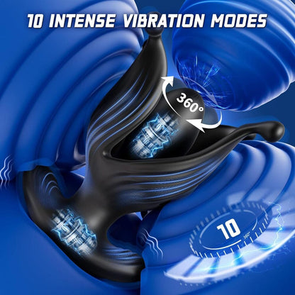 Ten vibration modes on rotating prostate massager