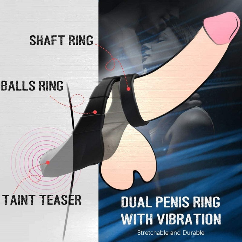 Vibrating double cock ring textured contact details