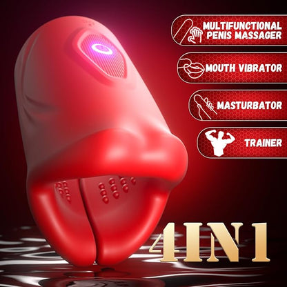 Four-in-one glans massager and mouth-style vibrator