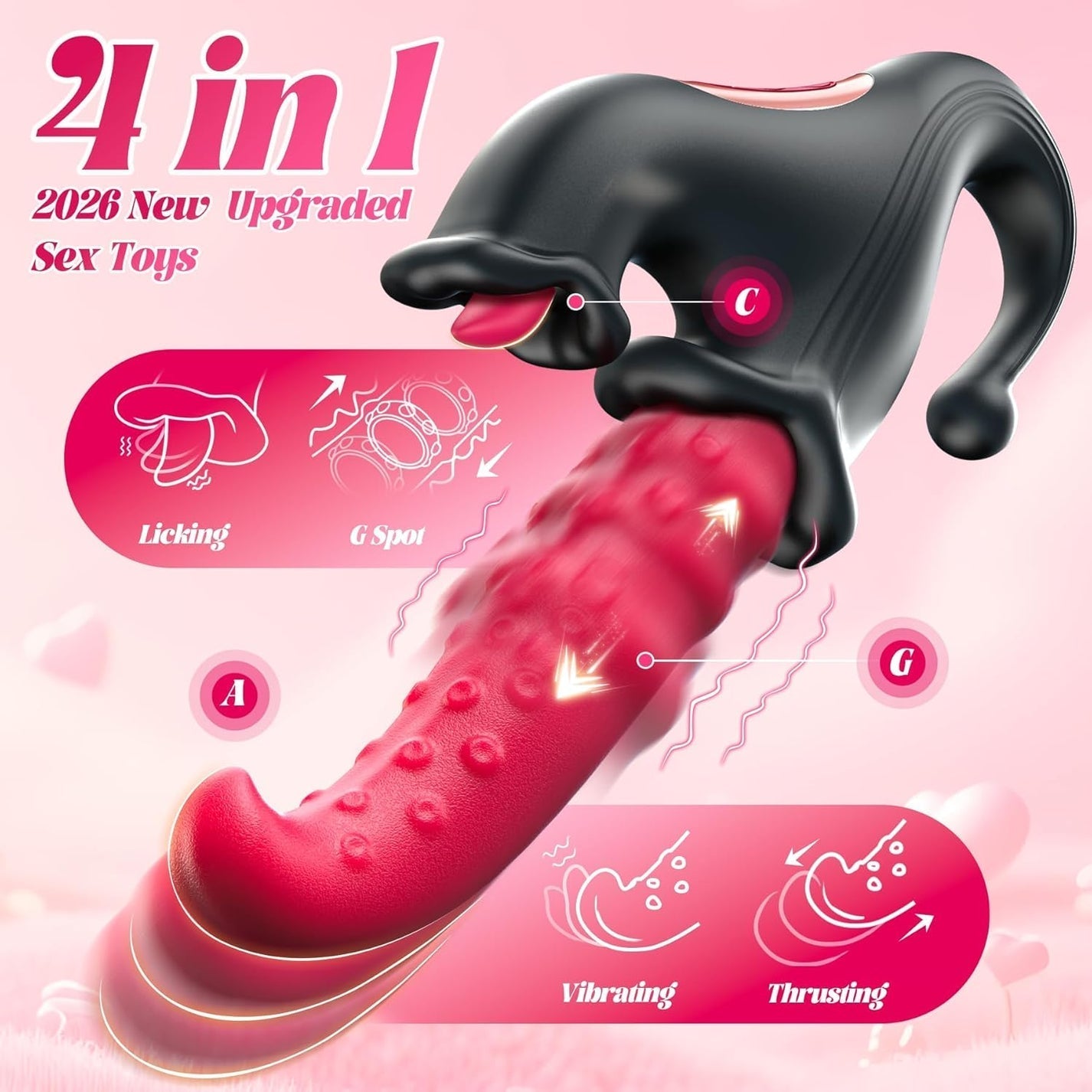 Polite Sinner 4-in-1 thrusting silicone vibrator – product view 3