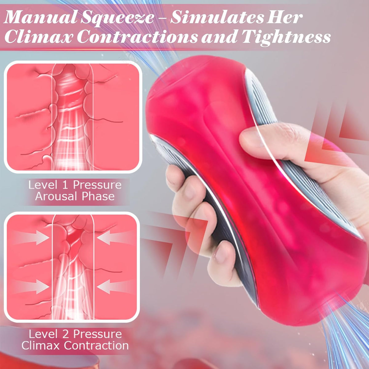 Peanuts stroker manual squeeze pressure control