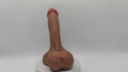 Realistic Silicone Dildo Large Curved Shaft for G-spot Anal Stimulation & Strong Suction Cup