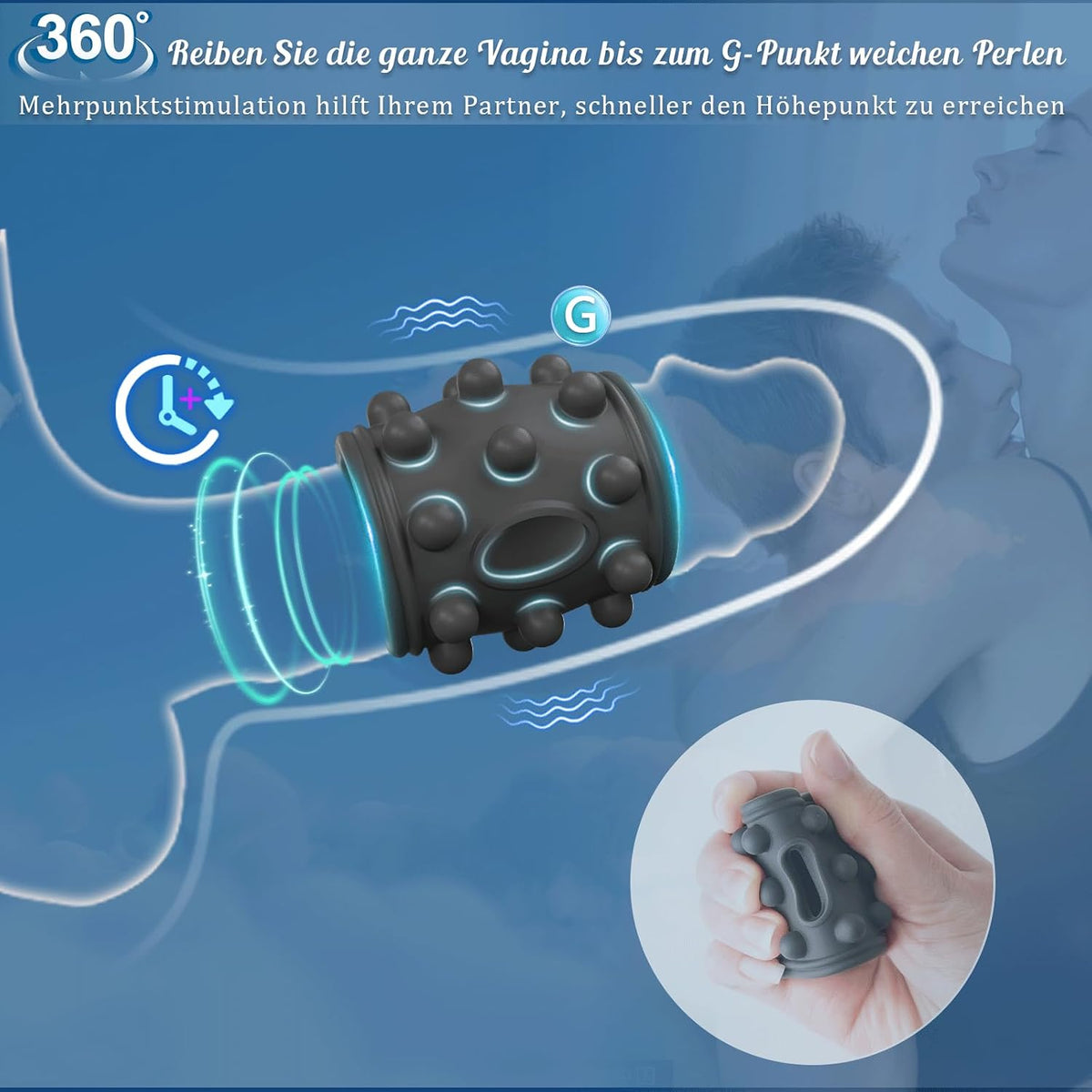 Textured vibrating ring with flexible sleeve and G-spot contact design