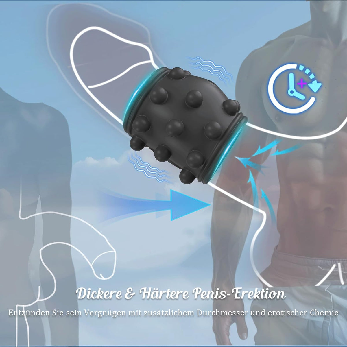 Textured vibrating sleeve ring shown in wearable position