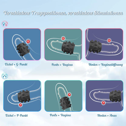 Textured vibrating ring placement options for couples