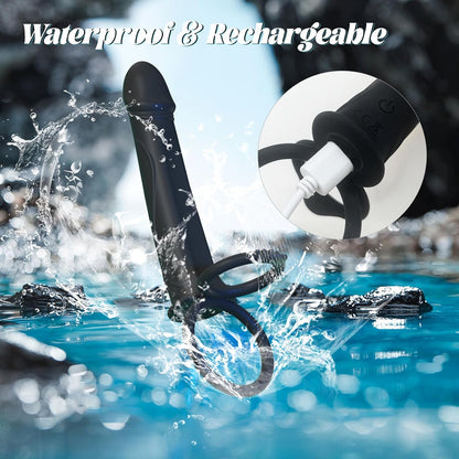 Wearable vibrating dildo and ring with waterproof rechargeable design