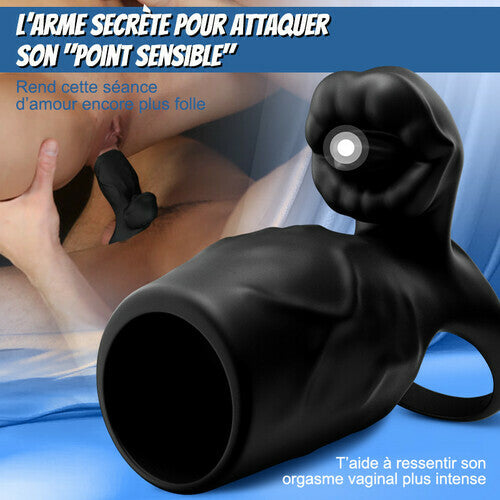 Titan textured dual-ring vibrating cock ring contact feature