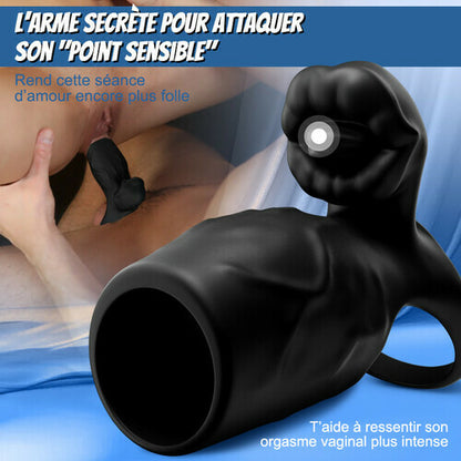 Titan textured dual-ring vibrating cock ring contact feature