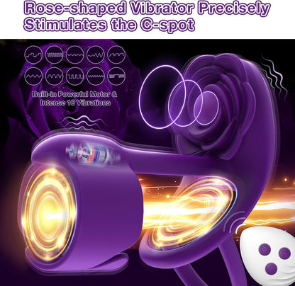 Rose-shaped dual-motor vibrating ring with ten patterns