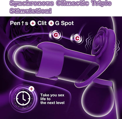 Rose vibrating ring triple external contact design