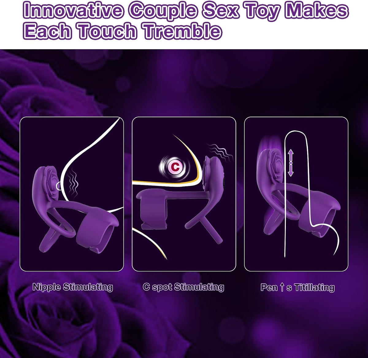 Rose vibrating penis ring contact and stimulation points
