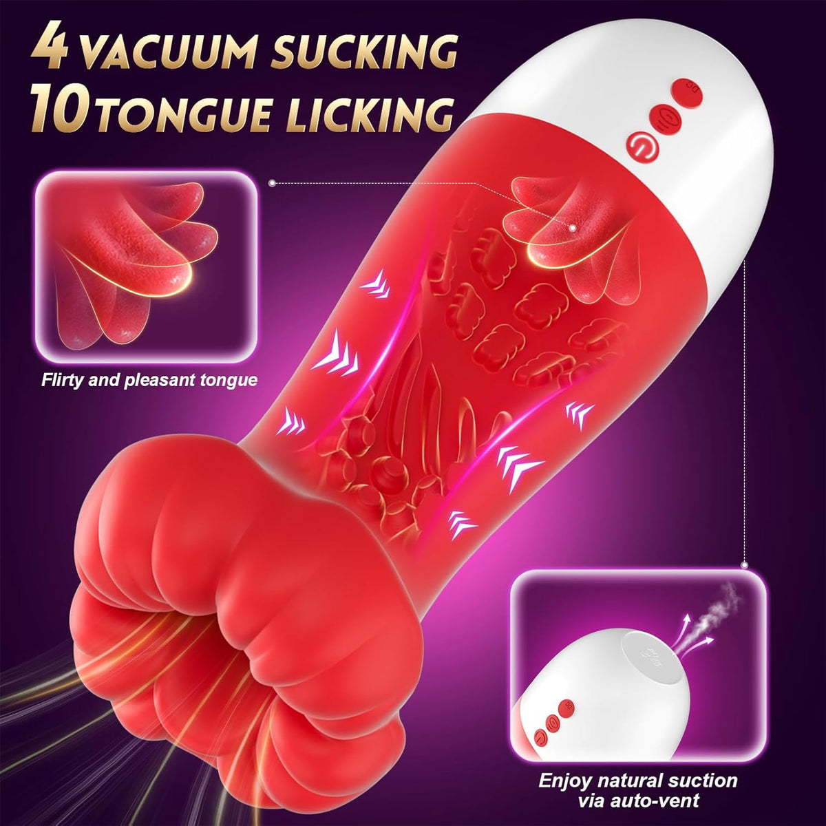 Cherry glans vibrator with four suction levels and ten tongue patterns