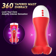 Squeezable cherry glans vibrator with tapered waist