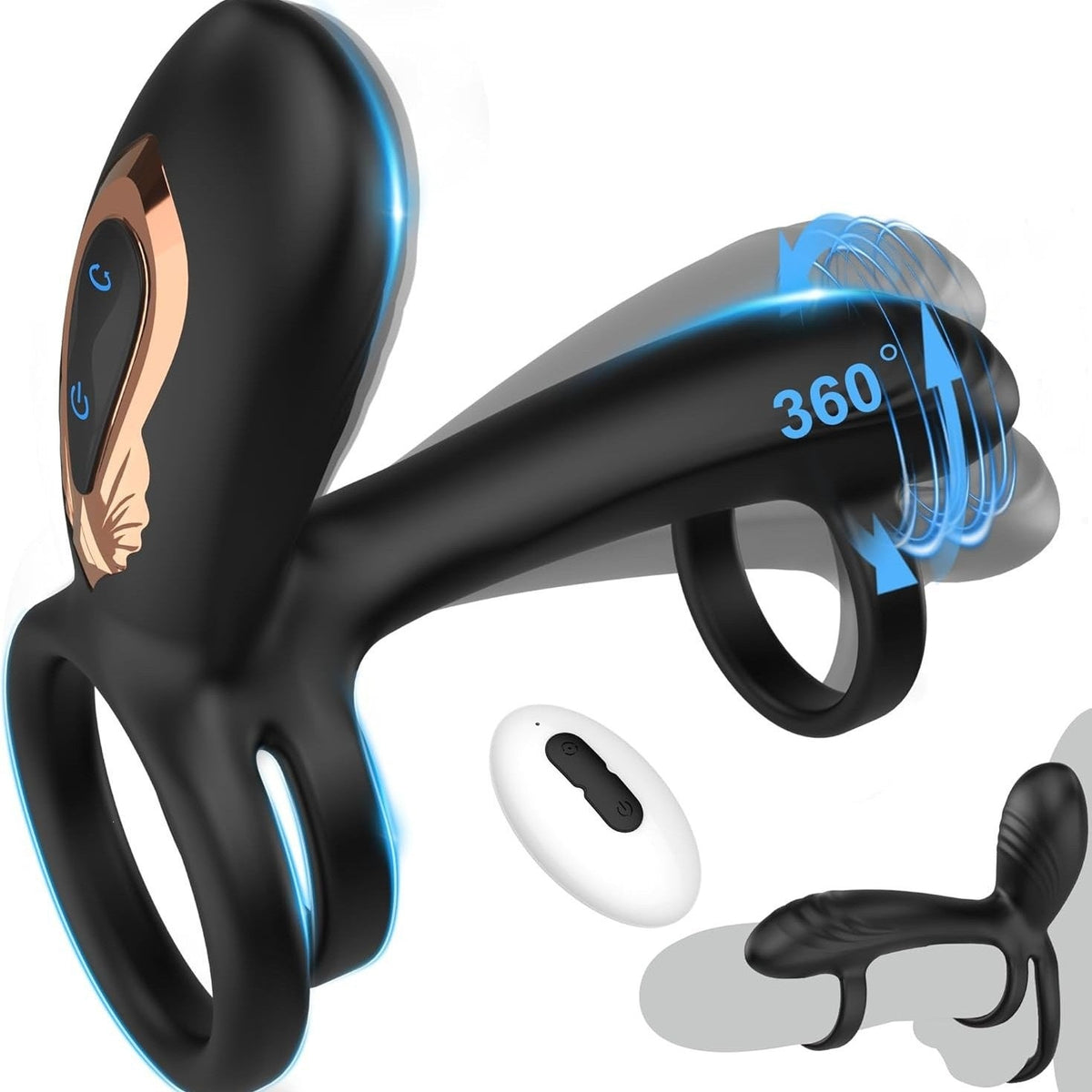 WaveSync Pro black wearable vibrating ring and wireless remote