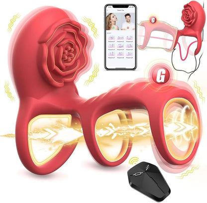 Triple-ring rose vibrator with app and remote control