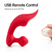 Red Chomper-RCT rechargeable vibrator with USB remote control, 33ft range.