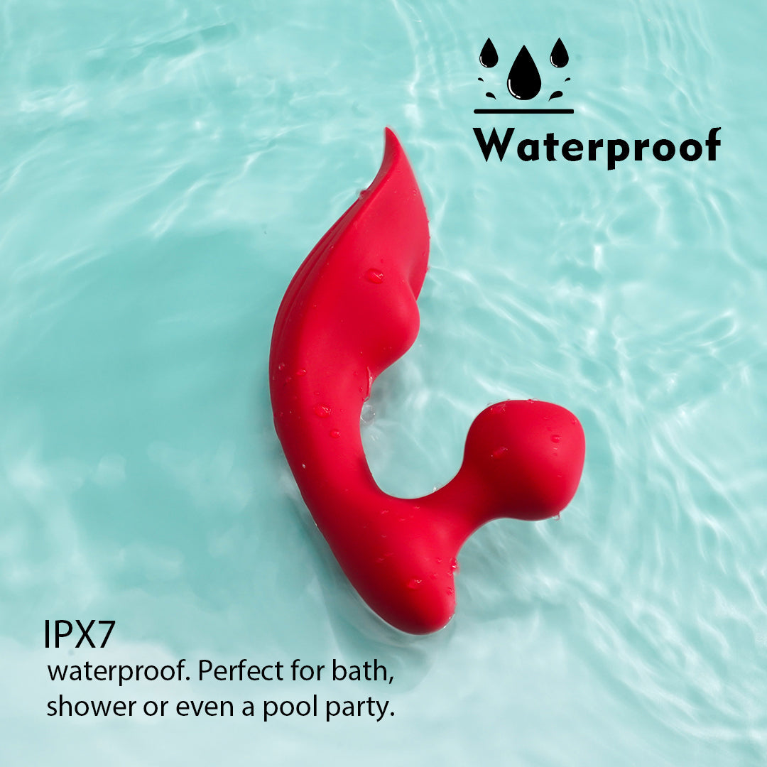 Red Chomper-RCT rechargeable vibrator, IPX7 waterproof. Ideal for bath/shower.
