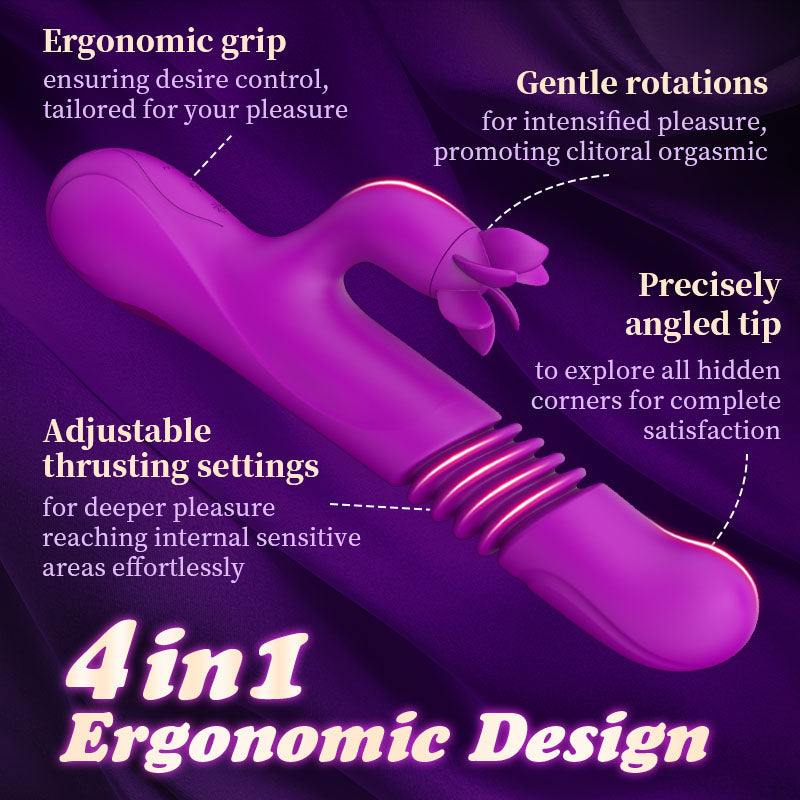 7 Rotating 3 Vibration Telescopic Heating Vibrator for Clitoral and G-spot Stimulation