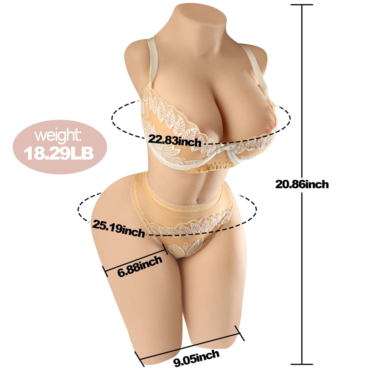 18.29 lb Dual-Channel Realistic Silicone Torso