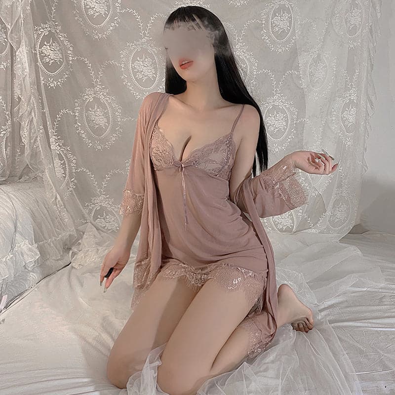Sexy sheer nightgown set