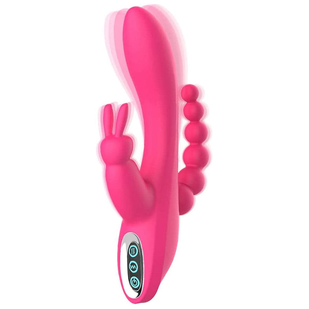 Online Sex Shop 3 IN 1 G-spot rabbit vibrator with Anal beads fast and discreet-Sweetstoy
