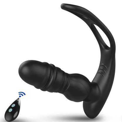 7 Thrusting 7 Vibrating Dual Cock Ring Male Prostate Massager Sweetstoy