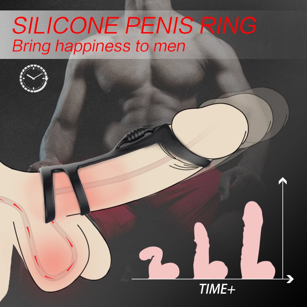 High-stretch three-ring G-spot stimulation penis ring