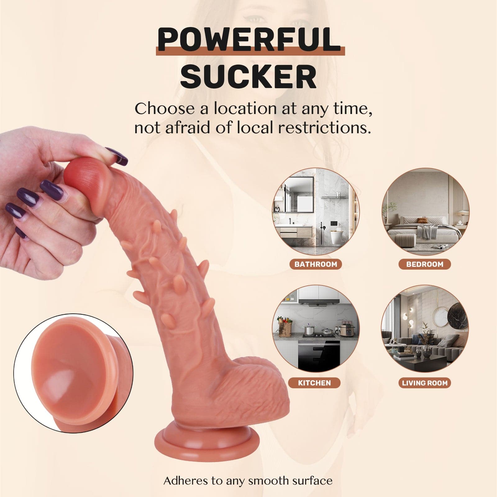 8.26-Inch vaginal dildo with suction cup